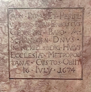 Gruftplatte von Franz Georg von Schönborn